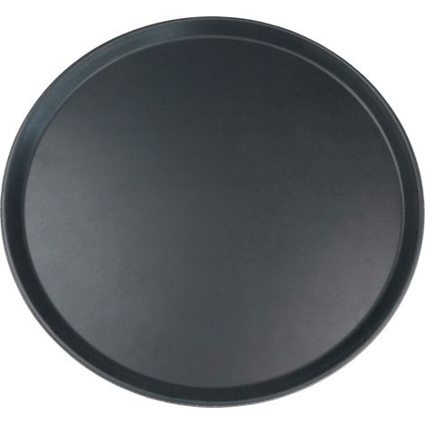 Plateau de Service Rond en Plastique antidérapant pour Aliments et Boissons, doté d'une Surface en Caoutchouc offrant Une Excellente adhérence, Rond, 27 cm de diamètre, Noir (1/4)