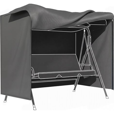 Housse de balançoire 3 places - Protection extérieure imperméable respirante - Oxford 210D anti-UV - Pour balancelle - 220x170x125 cm - Noir (1/5)