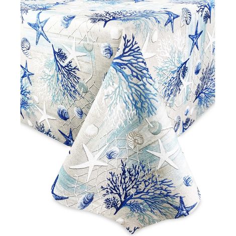NAPPE en COTON mer MARINE corail BLEU Cm. 140x240 x12 personnes