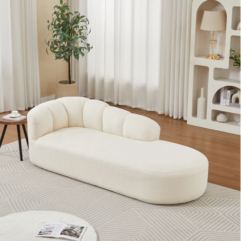 Chaise longue 204x87x66 cm en tissu chenille beige, design moderne pour salon FloraGrace (1/5)