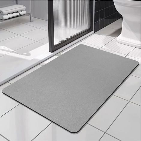Alfombra de baño antideslizante y súper absorbente de tierra de diatomeas, 40x60 cm, suave y de secado rápido, gris. (1/5)