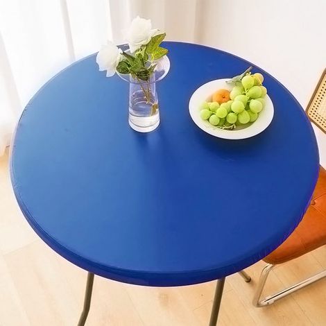 Funda redonda impermeable para mesas auxiliares de exterior – Mantel de vinilo para comedor de patio – 60 cm – Azul marino (1/5)