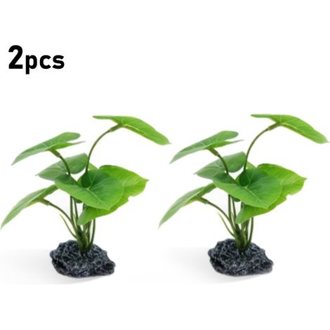 Lot de 2 plantes décoratives pour aquarium — Ornements pour bac à poissons, plantes pour petits aquariums et bois flotté (1/4)