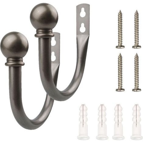 Alzapaños decorativos de metal para cortinas en forma de U para dormitorio, plateados, 16 cm, KZQ - KZQ (1/4)