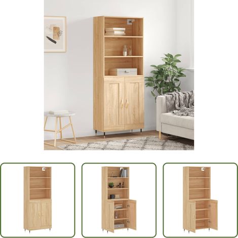 Holzwerkstoff - Highboard Sonoma-Eiche 69,5x34x180 cm Holzwerkstoff (1/5)