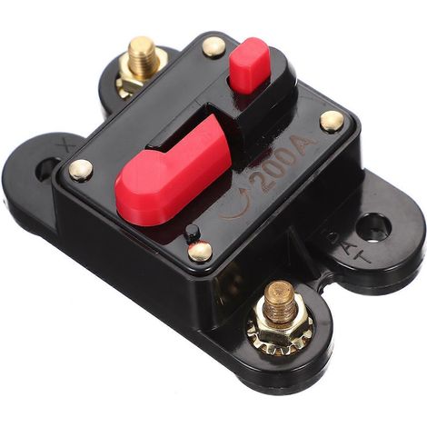 Disjoncteur 200 A pour moteur de pêche à la traîne, voiture, bateau, moto, système audio stéréo, borne audio, fusible en ligne, onduleur avec réarmement manuel-Black