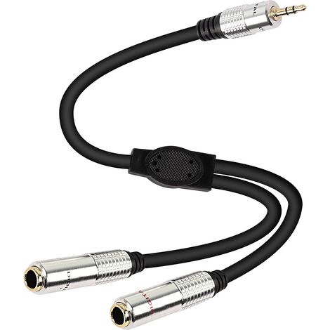 Câble adaptateur audio stéréo 3,5 mm vers double 6,35 mm, TRS mâle 3,5 mm vers double prise TS femelle 6,35 mm, adaptateur casque, haut-parleur (1/5)