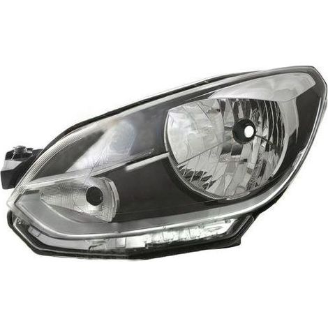Phare avant gauche noir et chromé H4 Volkswagen Up phase 1 2012-2016