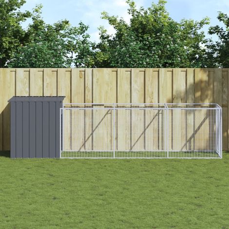 Niche pour chien avec cour,Maison pour Chat,Enclos/Cage pour Chien anthracite 110x405x110 cm CNEI802199 (1/5)
