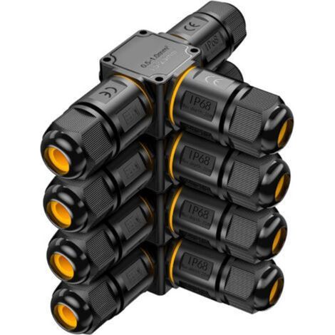 Connecteurs de câbles étanches IP68 Lot de 4 Boîte de jonction 3 voies pour câbles 6-11mm Résistance UV et étanchéité optimale (1/5)
