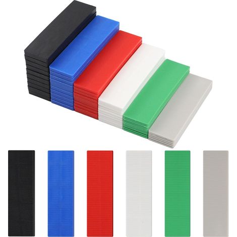Lot de 60 entretoises en plastique, 100 x 28 mm, plaques de support en plastique, blocs de vitrage, 1 à 6 mm, différentes tailles, plaques d'espacement utilisées pour niveler et combler les (1/5)