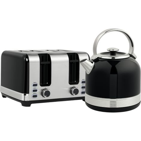 Set bollitore e tostapane, 7 livelli di doratura, 1,7 L, plastica, acciaio inox, nero. Disponibile in loco. (1/5)
