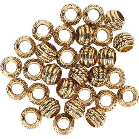 Lot de 30 perles pour cheveux et barbe, en alliage de zinc, pour la décoration de dreadlocks et la création de bijoux et colliers. (1/5)
