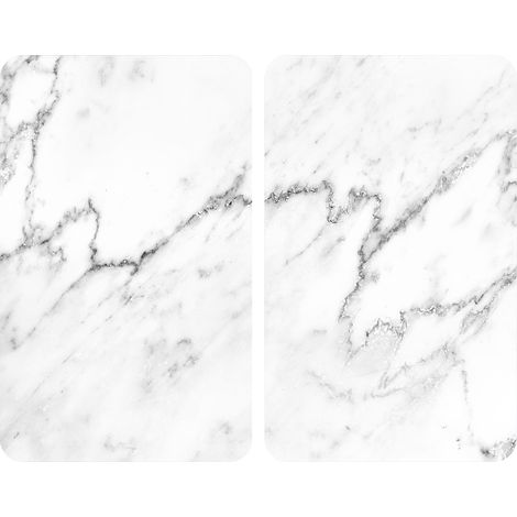 WENKO Protezione per piano cottura, copertura per piano cottura in vetro "Marmo", Set di 2, vetro temperato, 30x52 cm, multicolore