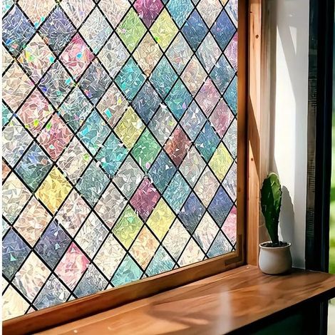 Stained glass effect window film, privacy film, static cling film, decorative sticker, UV protection, 40 x 100 cm (1/5)