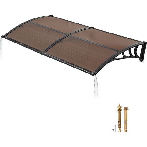 Mophorn Tettoia da Sole per Porta d'Ingresso 96,5 x 198,7 cm, Copertura per Finestre, Portici, Balconi e Giardini, Protezione da Pioggia, Neve e Sole, Colore Marrone (1/5)