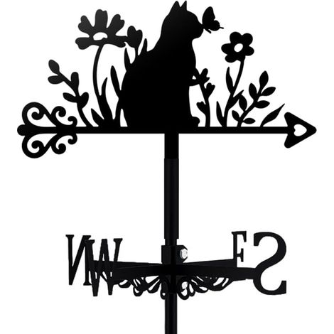 Girouette papillon en métal noir avec indicateur de direction du vent pour jardin, ferme, poulailler, abri de jardin, outil de mesure du vent extérieur (buissons de fleurs) (1/5)