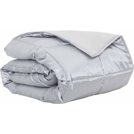 Sommerdecke Silber 240 x 260 cm Satin und Mikrofaser vidaXL