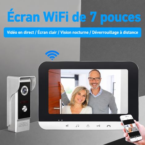 Interphone Vidéo WiFi Écran 7 Pouces RVV 4 Fils Caméra Couleur HD Résolution 800x480 Contrôle Application Smartphone Alimentation 15V pour Maison Villa Bureau 1 kg – Livraison gratuite (1/5)