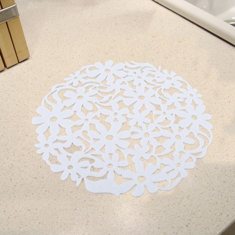 1 Pièce Dessous de Plat Rond en Feutre Isolant pour Table à Manger Blanc (1/4)