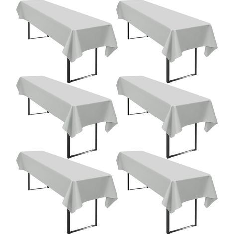 6er Set Bierzeltgarnitur Tischdecke 100x250cm Grau, wasserdicht, Polyester
