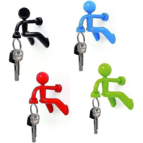Lot de 4 crochets porte-clés magnétiques solides avec motif grimpeur mural