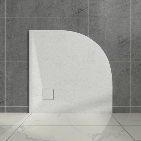 Aquariss Quadrant Shower Tray with Waste Trap Slate Effect Slip-Resistant Cubicle Base for Bathroom 800x800mm White