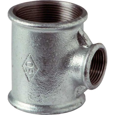 "TEE RIDOTTO FEMMINA IN GHISA ZINCATA 1/2"""" x 3/8"""" x 1/2"