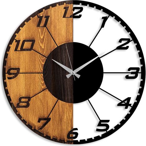 Orologio da parete in legno, decorazione naturale Clock Noce Nero (1/5)
