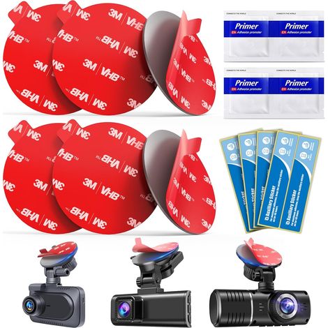 6 x Double Sided Dashcam Adhesive Pads (56mm/2.2") for Dashcam, Heat Resistant Windscreen Replacement Adhesive with 4 Adhesive Activating Wipes (1/5)