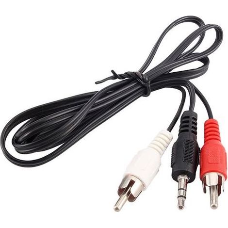 Adaptateur jack stéréo mâle 3,5 mm vers 2 prises RCA femelles (1/5)