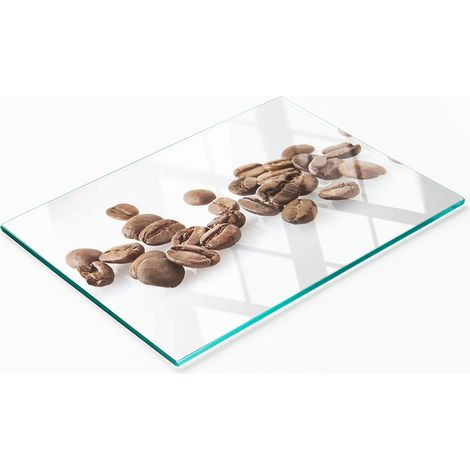 Tabla de cocina de vidrio duradera y elegante con estampado de granos de café, 80x52 cm. (1/5)