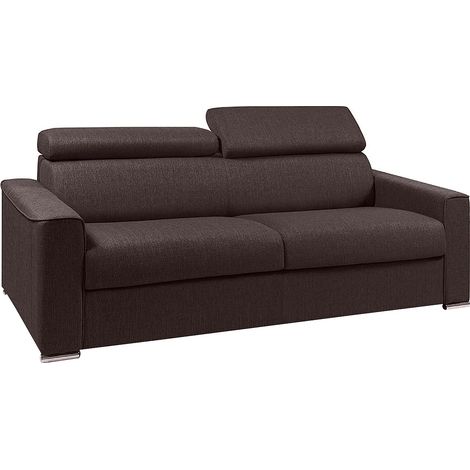 Canapé 4 places convertible express en tissu marron avec assise mémoire de forme - Couchage 160 cm - Matelas 14 cm VIZIR (1/3)