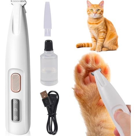 Wasserdichter Pfotentrimmer und Krallenschleifer für Hunde und Katzen Geräuschloser Scherer für Pfoten, Augen, Ohren, Gesicht und Körper (1/5)