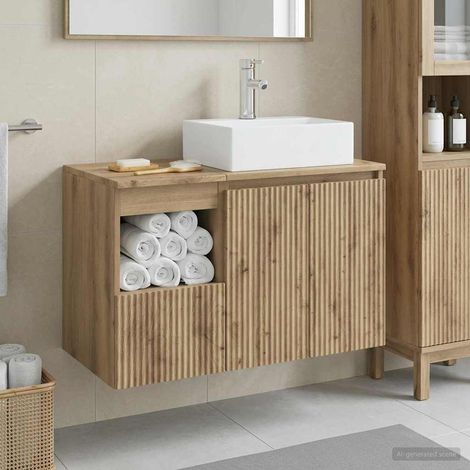 vidaXL Bathroom Furniture Set 2 pcs Artisan Oak Engineered Wood (1/5)