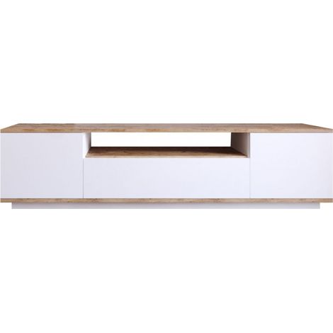 Meuble TV 3 portes en bois L180cm - Blanc - Fritz (1/5)