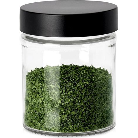 Glass Storage Jar with Black Lid, 300ml (1/5)