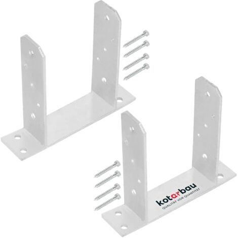 2 Pièces Support Poteau Bois - à Visser - TT - Acier Galvanisé - 140 mm - Argent - Pied de Poteau - Fixation Robuste - Embase-NANOTEH (1/5)