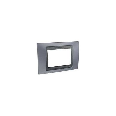 Schneider Electric – Plaque de finition gris métal bord noir 3 modules horizontale – Pour appareillage mural Unica top – Compatible avec installations électriques