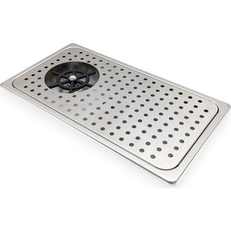 Plateau égouttage machine café en acier inoxydable avec pare-éclaboussures verre, 430x245x30 mm