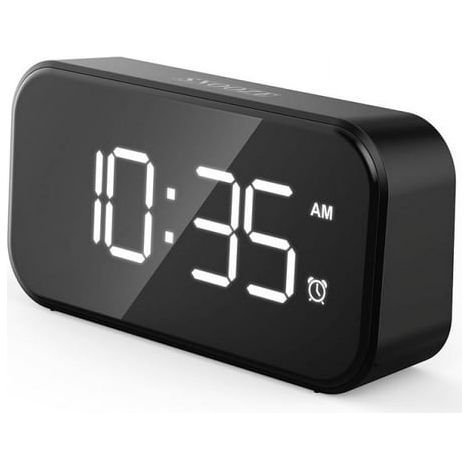 Réveil numérique compact pour gros dormeurs, alarme extra forte 100dB, chargeur USB intégré, horloge de chevet pour chambre à coucher (1/5)