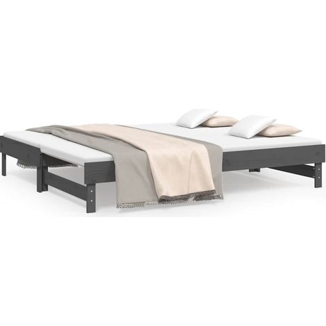 Maison Exclusive - Dormeuse Estraibile Grigia 2x(80x200) cm Legno Massello di Pino