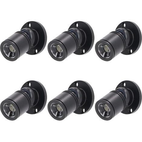 AMXCNOY Lot de 6 mini spots LED encastrables dimmables 12V 1,5W 3000K lumière chaude noir pour vitrine présentoir avec variateur (1/4)