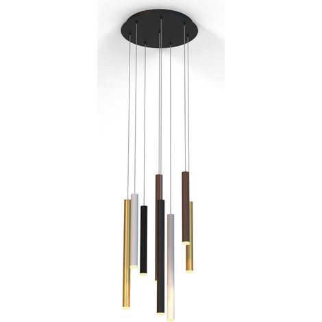 Inspired Mantra Cala Lámpara colgante redonda de 8 luces, LED de 48 W, 3000 K, 3360 lm, blanco arena/negro arena/dorado/marrón óxido, 3 años de garantía (1/4)