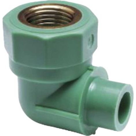 "GOMITO A 90° MASCHIO LISCIO/FEMMINA FILETTATO IN PPR VERDE PN25 Ø20 x 1/2""""F"