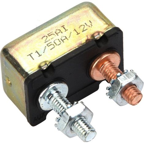Coupe-circuit automatique universel 12/24V avec réarmement, 50A, pour bateau et voiture, boîtier métallique (1/5)