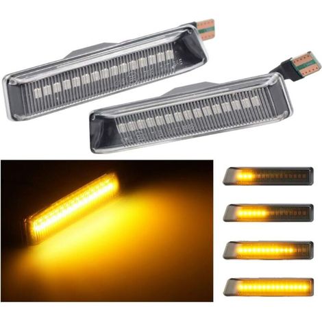 1 paire Clignotants latéraux de clignotant latéral LED, voyants de direction pour B-MW E36 M3 X5 E53 (Blanc) (1/5)