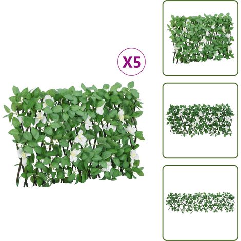 Decoración de jardín - vidaXL Enrejado expansible de hiedra artificial verde 5 uds 180x30 cm - Valla de hiedra verde