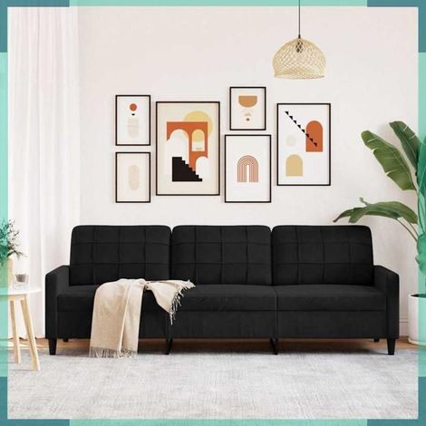 Canapé - 4007649 - 3 places - Velours noir - Largeur d'assise 210 cm (1/5)