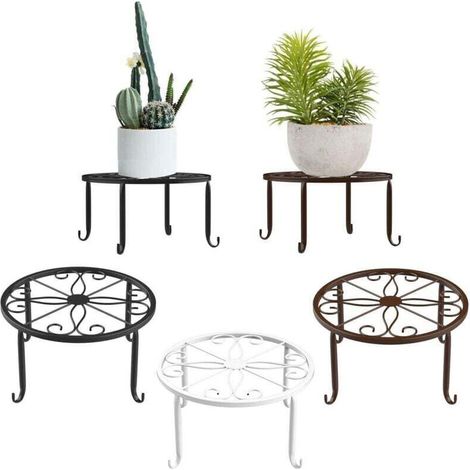 Porte plantes et étagère à plantes，Support pour Plantes en Pot, [Lot de 3] Porte-Pots de Fleurs en Fer pour l'intérieur, Résistant à la Rouille, 9 Pouces Support de Jardin Durable en Métal - Noir，CMOD (1/4)